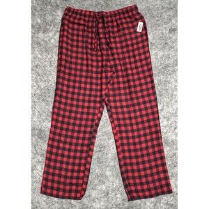 Old Navy Pajama Pants Men's L Fleece Red and Black Buffalo Check Plaid Comfy NWT